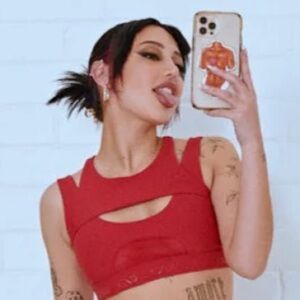 Insta Baddie Sports Bra Mesh Cutout 2pc CXIX Chilli Dark Red Bralette Crop Top